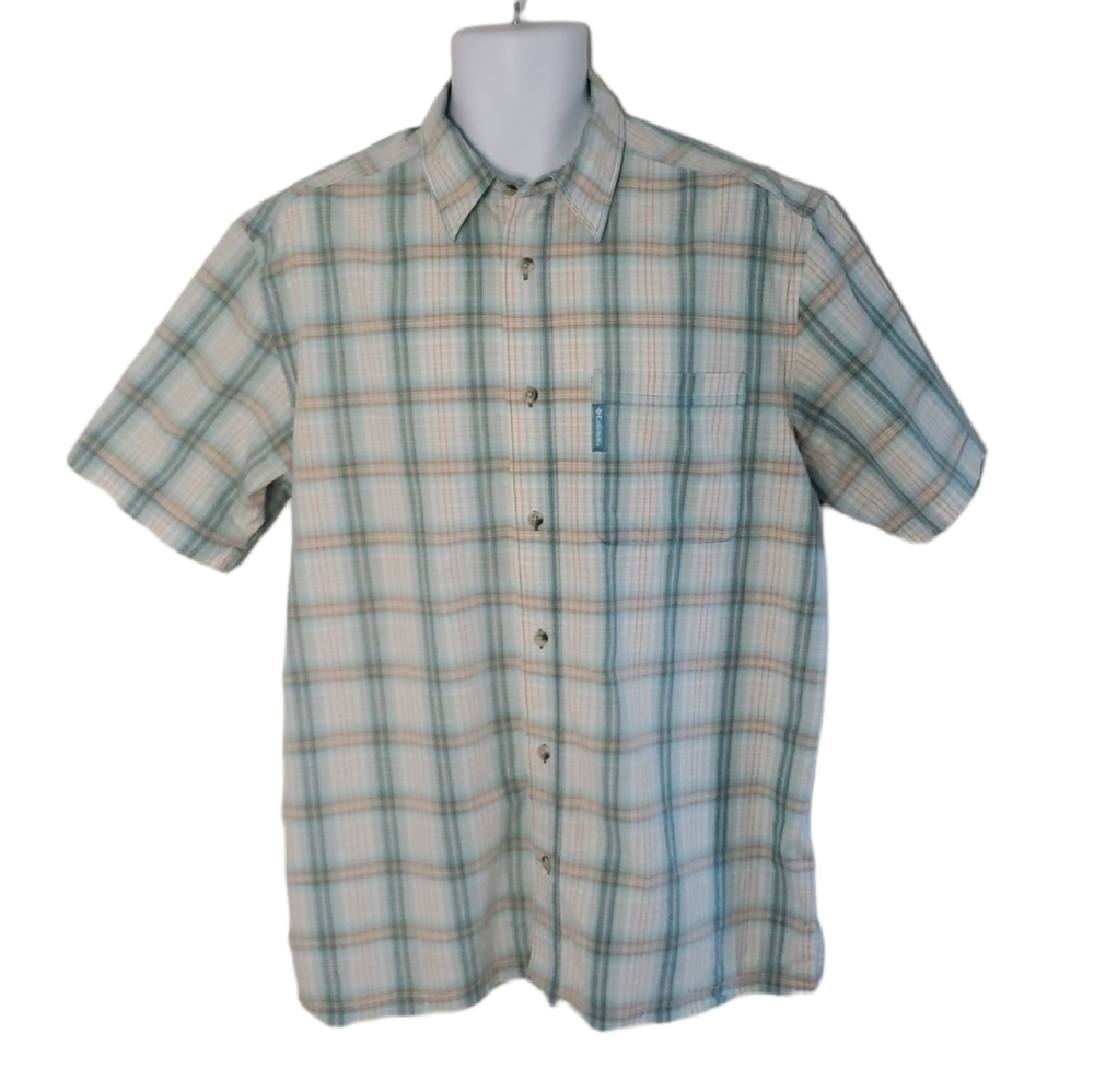 𝅺COLUMBIA Short Sleeve Fishing Outdoor Fall Walking Plaid Button Shirt -  Men's